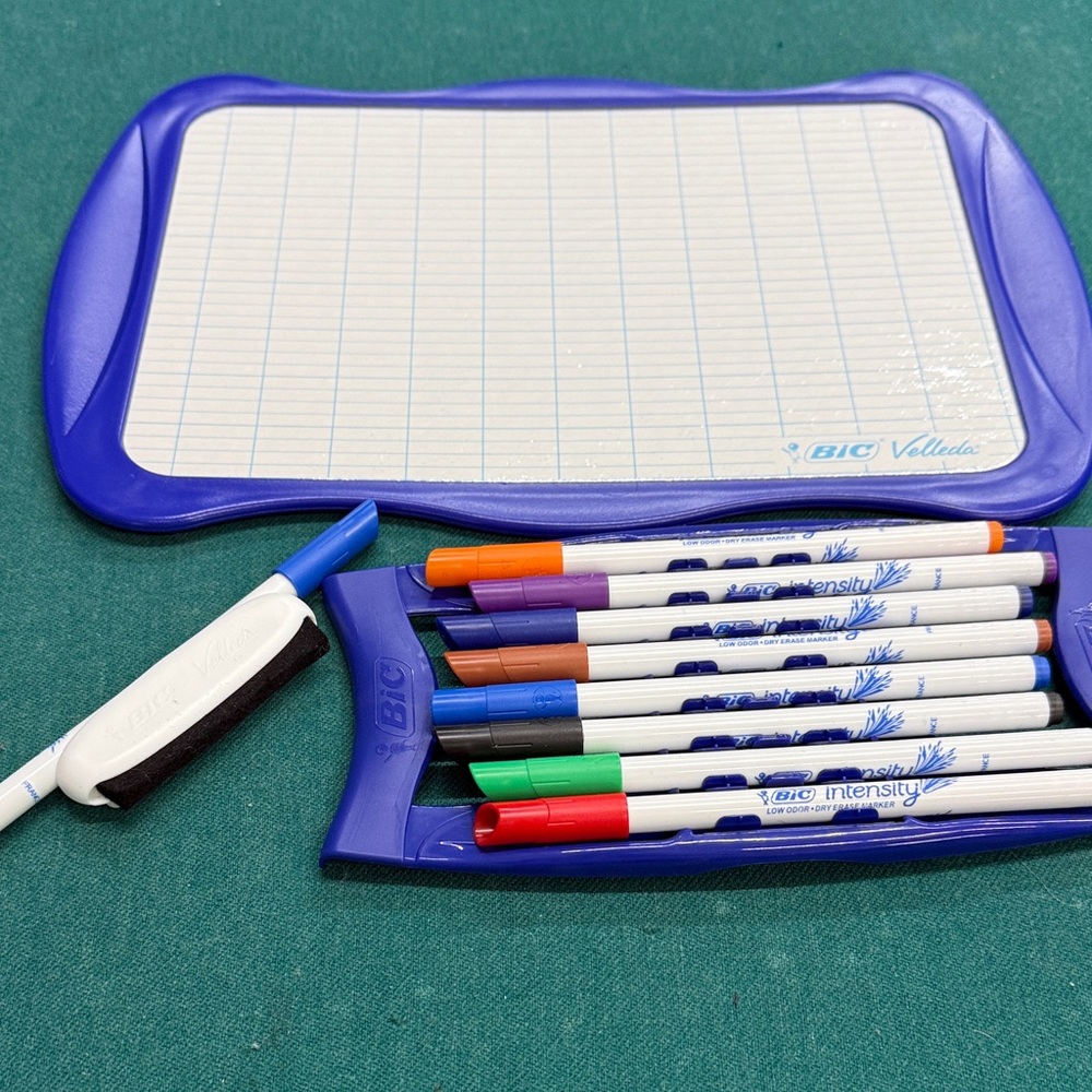 BIC Velleda Blue Magnetic Dry Erase Board with Colored Markers Dark Blue
